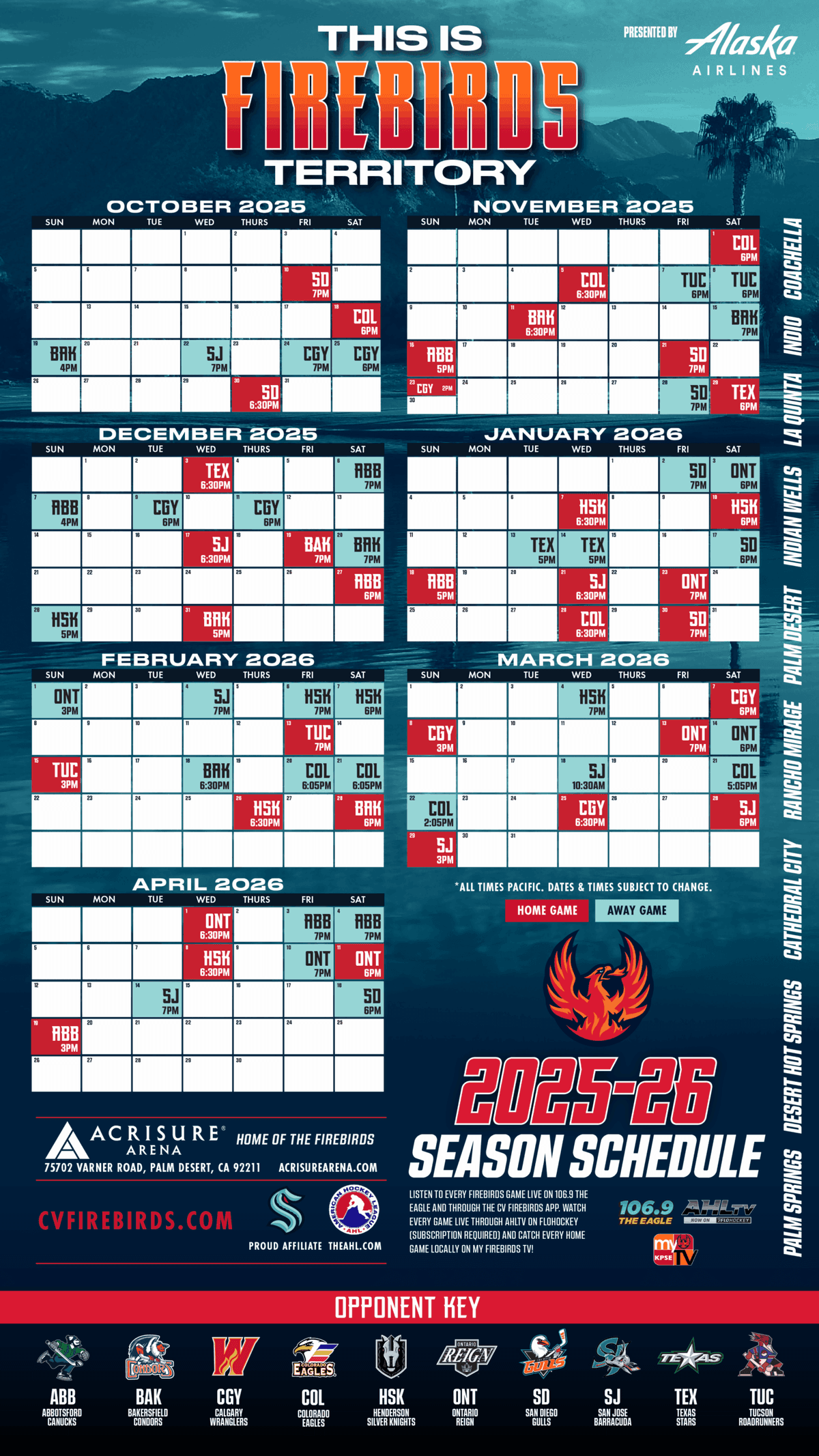 Coachella Valley Firebirds Broadcast Schedule